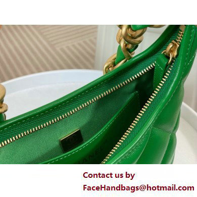 Chanel Shiny Lambskin  &  Gold-Tone Metal Small Hobo Bag Green AS4922 2025